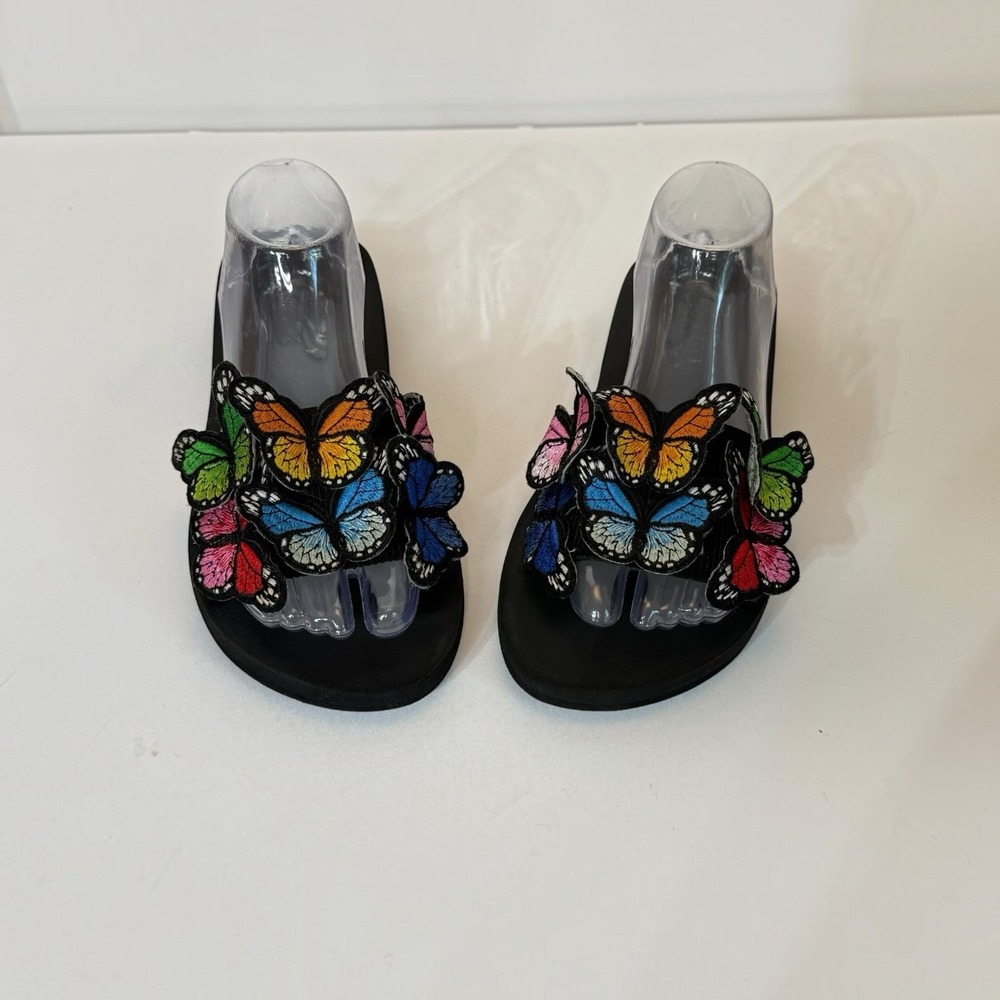 XMISTUO Multicolor Butterfly Womens 10 Slip On Sandals Foam Sole Dolly